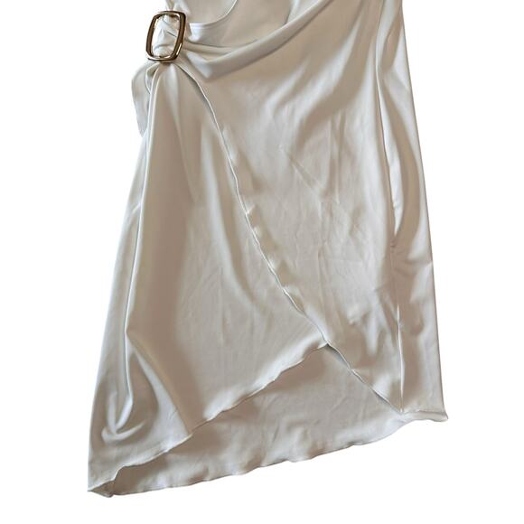 NWT Princess Polly Lolita Wrap Mini Dress White Asymmetrical Gold Buckle Sz 6 US - Picture 8 of 12